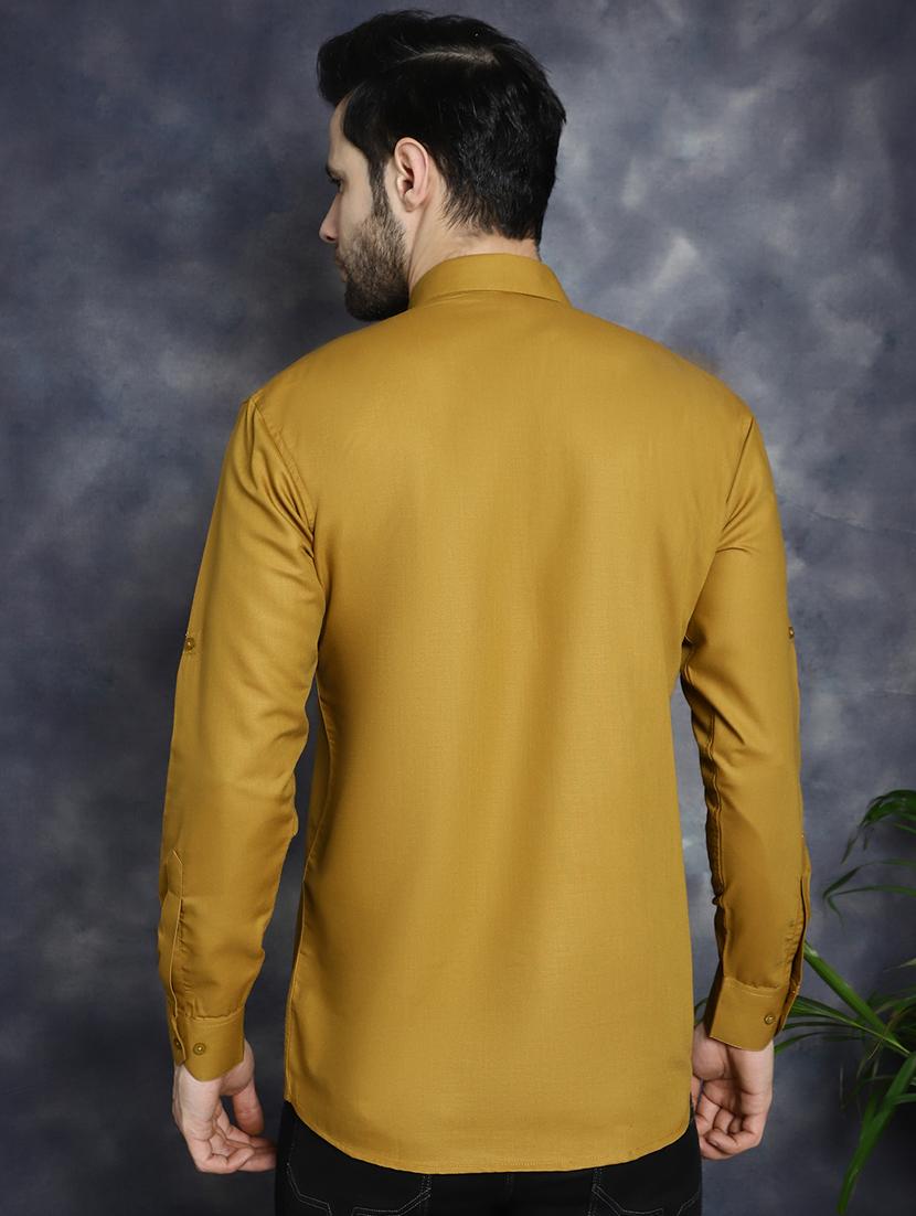 khakhi cotton short kurta - 21018317 - Standard Image - 3