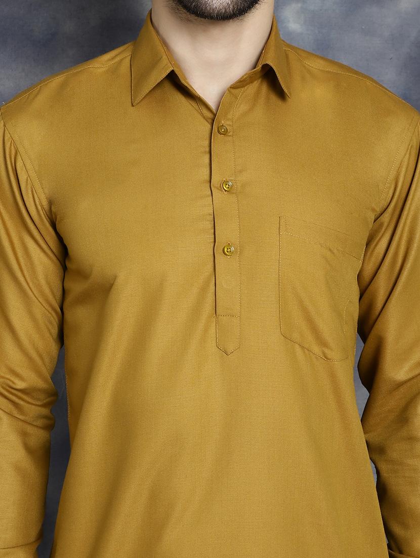 khakhi cotton short kurta - 21018317 - Standard Image - 5