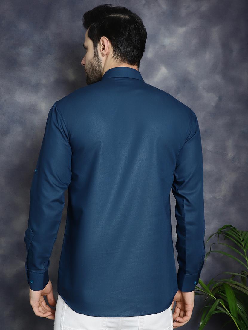 teal cotton short kurta - 21018318 - Standard Image - 3