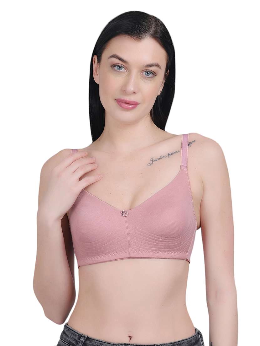 solid pink cotton regular bra