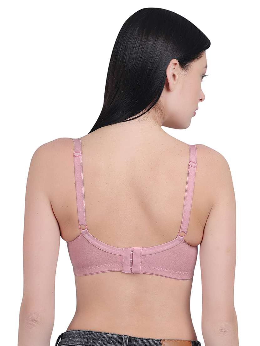 solid pink cotton regular bra - 21018661 -  Standard Image - 3