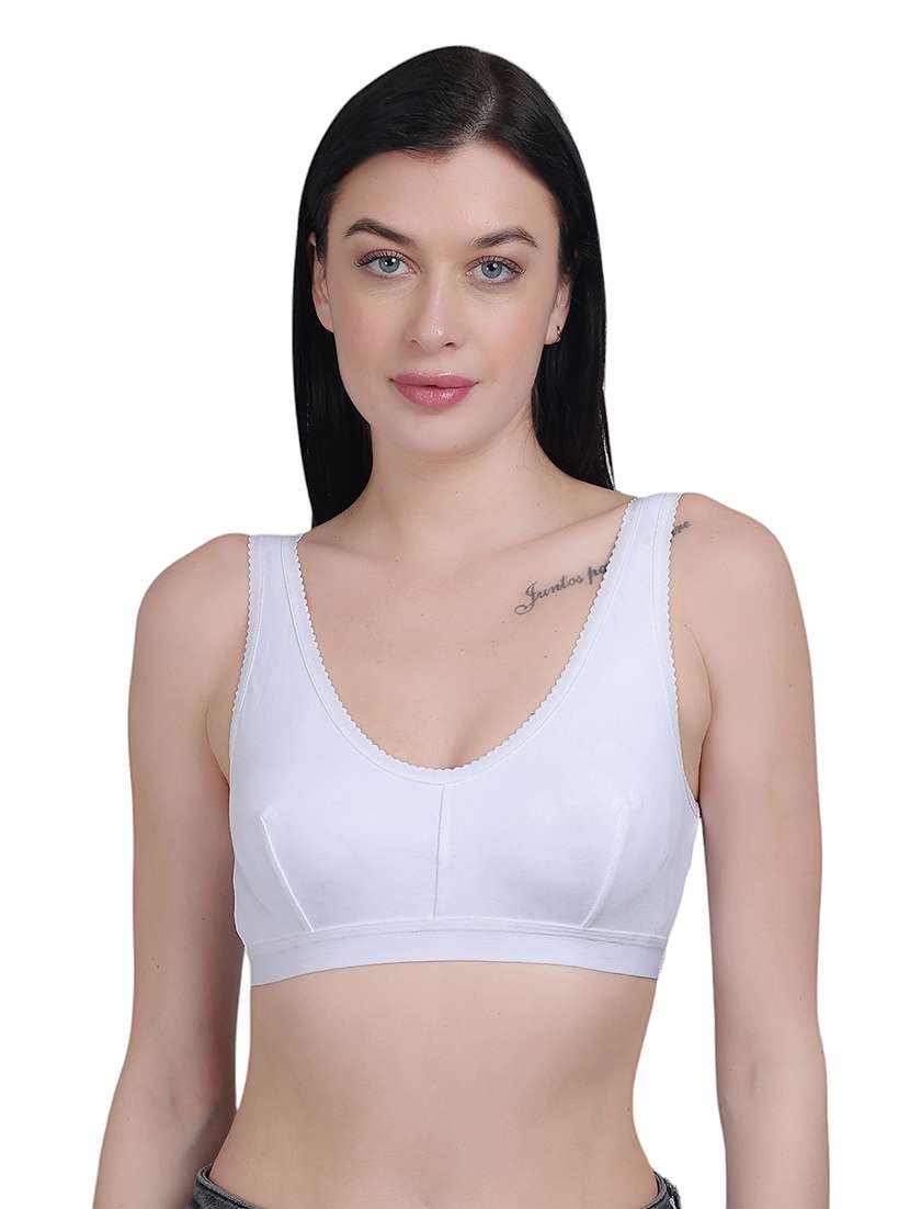 women white solid regular bra