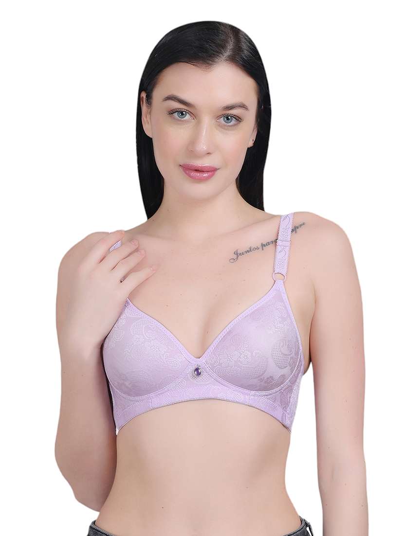 lavender self design regular bra