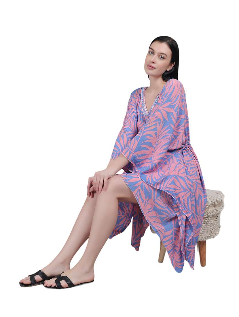 women tropical printed kaftan dress - 21018999 -  Standard Image - 3