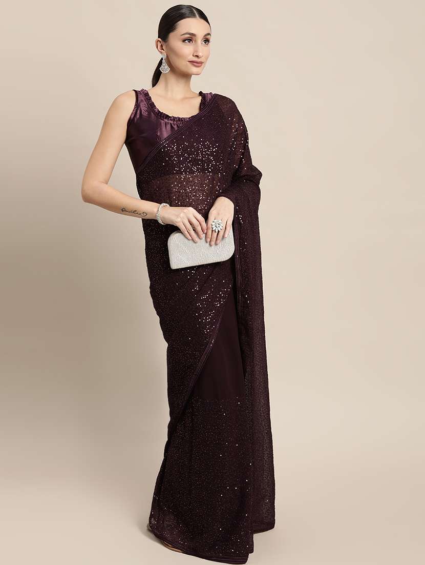 women sequined work saree with blouse