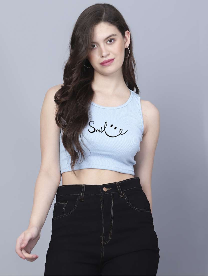 women round neck crop tank top