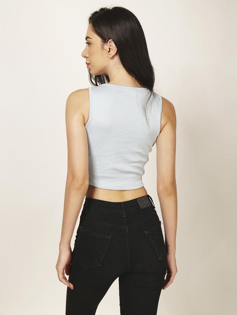 women round neck graphic crop top - 21020103 - Standard Image - 3