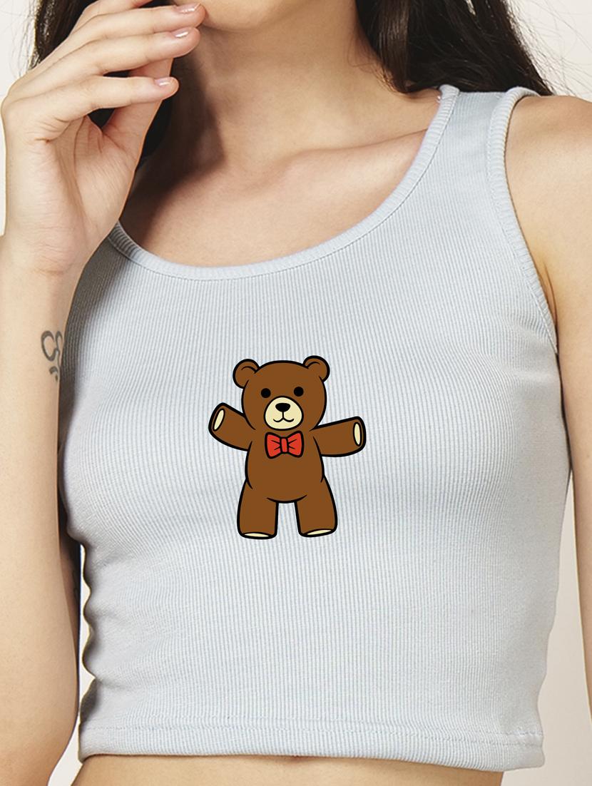 women round neck graphic crop top - 21020103 - Standard Image - 5