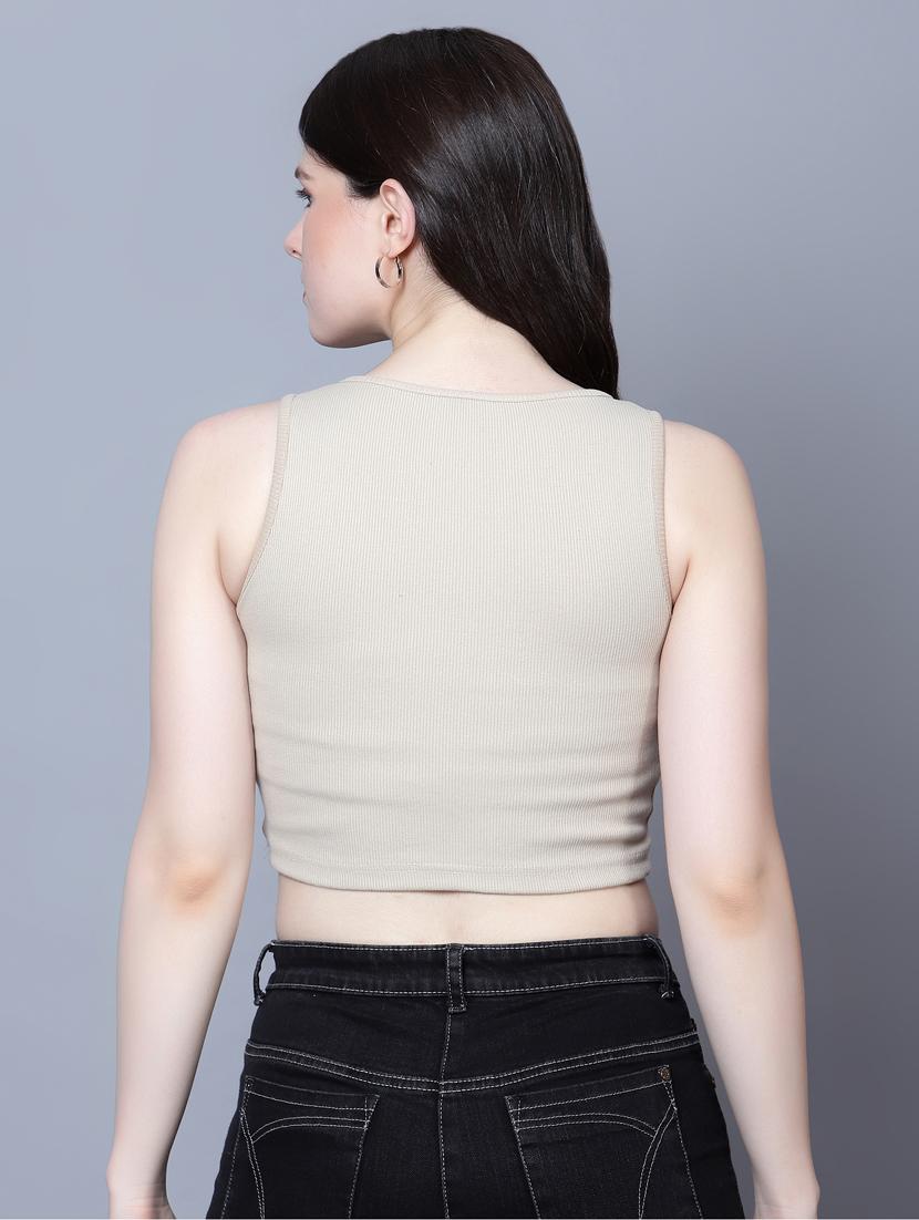women round neck crop tank top - 21020147 - Standard Image - 3
