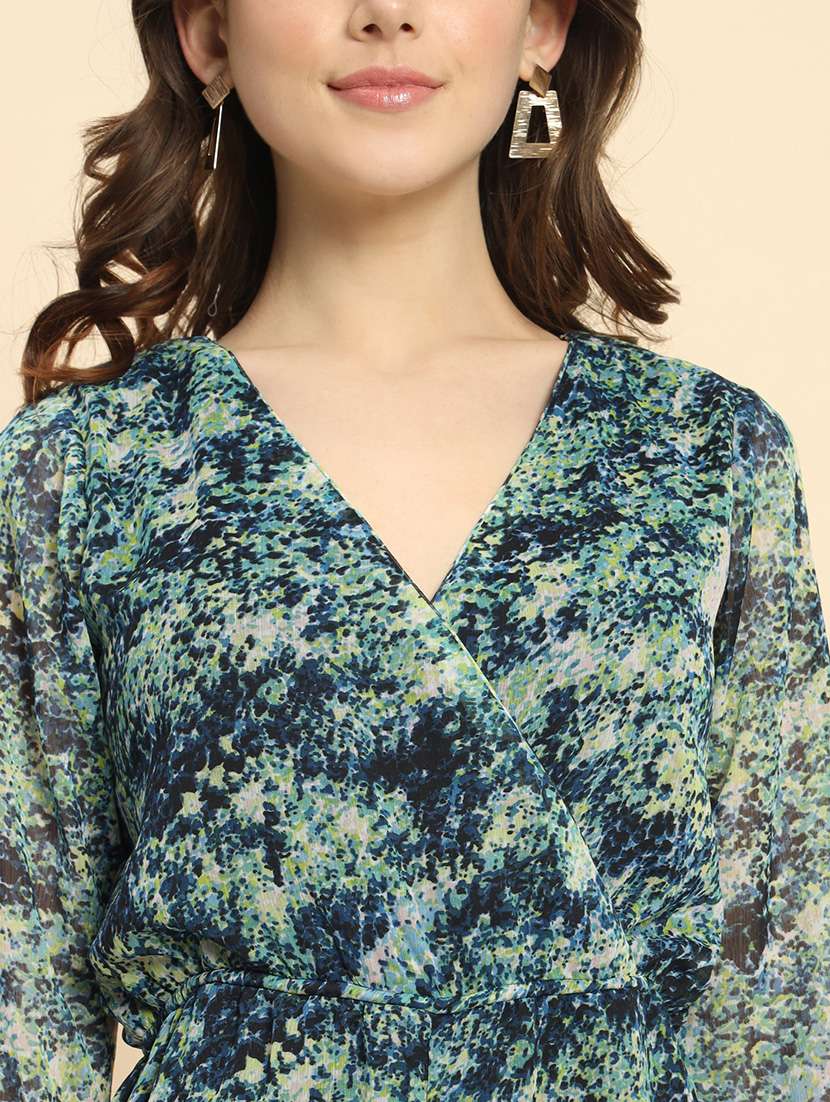 green printed detailed casual jumpsuit - 21020444 - Standard Image - 5