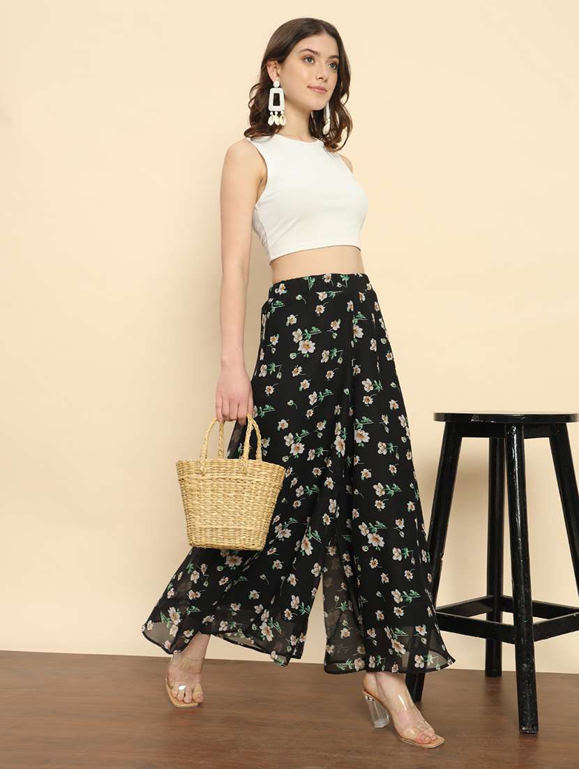 women floral print flared palazzo - 21020447 -  Standard Image - 3