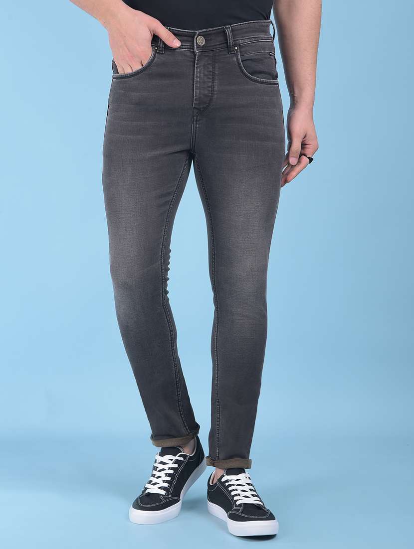 men mid rise skin fit plain jeans