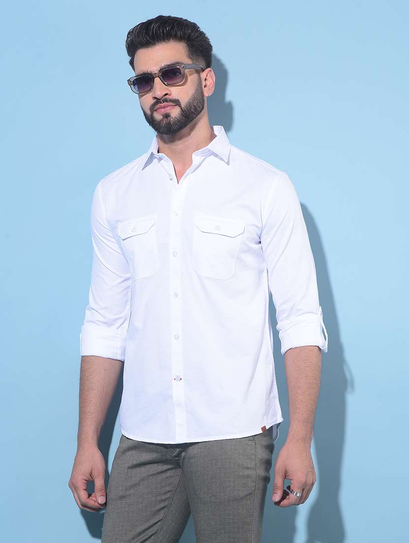 white cotton casual shirt