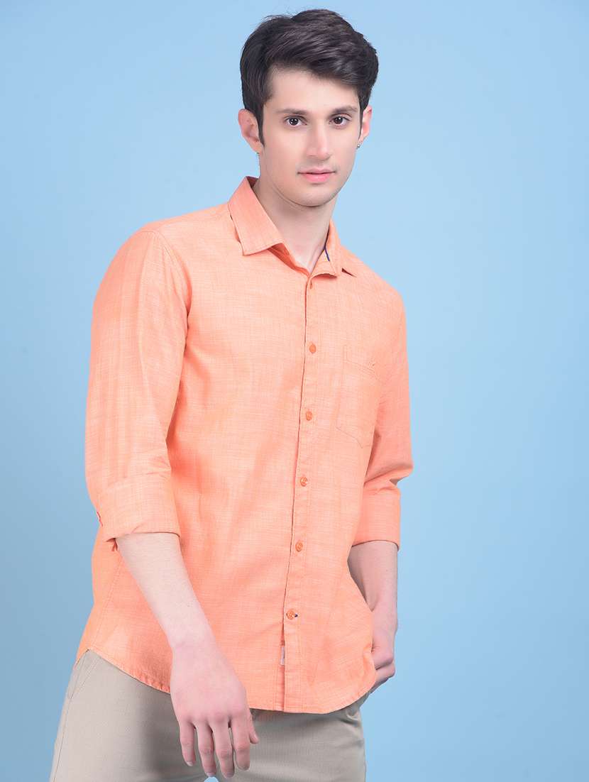 peach cotton casual shirt
