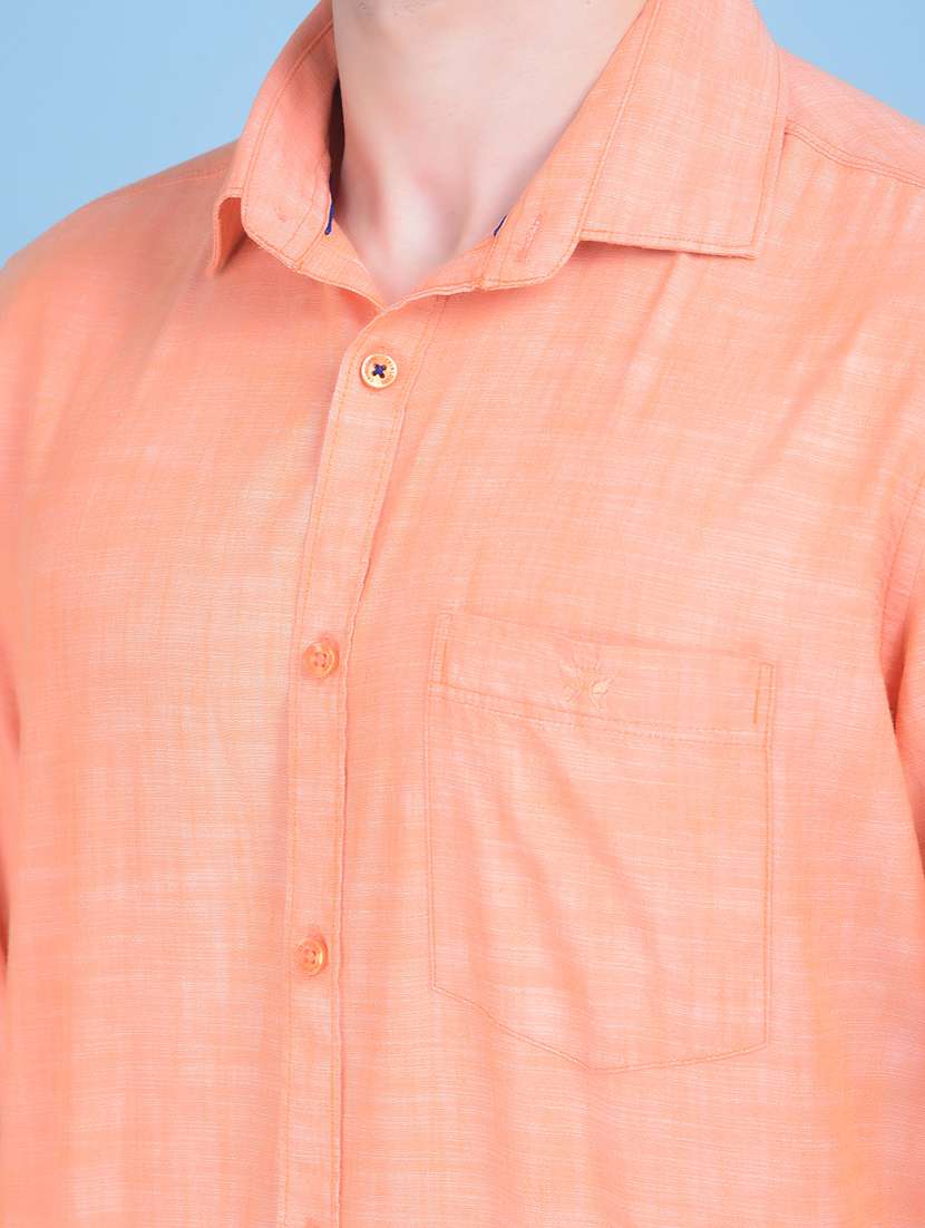 peach cotton casual shirt - 21021002 -  Standard Image - 5
