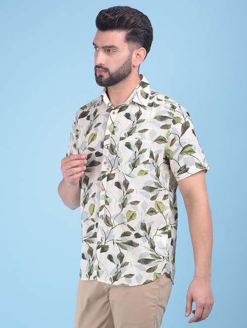 olive rayon casual shirt - 21021023 -  Standard Image - 0