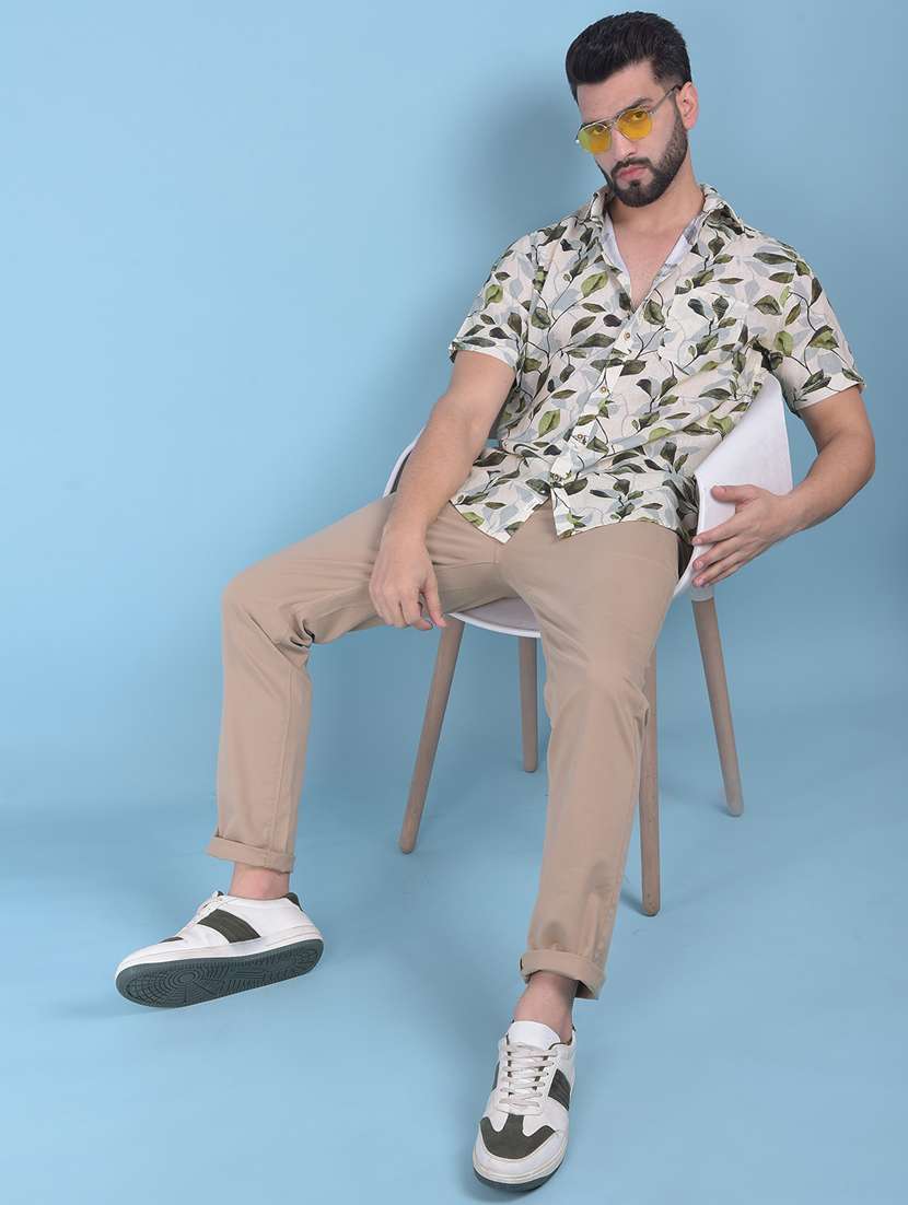olive rayon casual shirt - 21021023 - Standard Image - 3