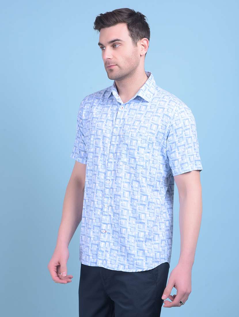 blue cotton casual shirt