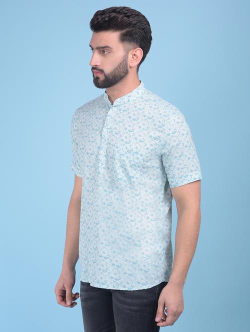 green rayon casual shirt - 21021036 -  Standard Image - 0