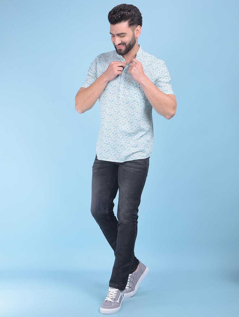 green rayon casual shirt - 21021036 - Standard Image - 5
