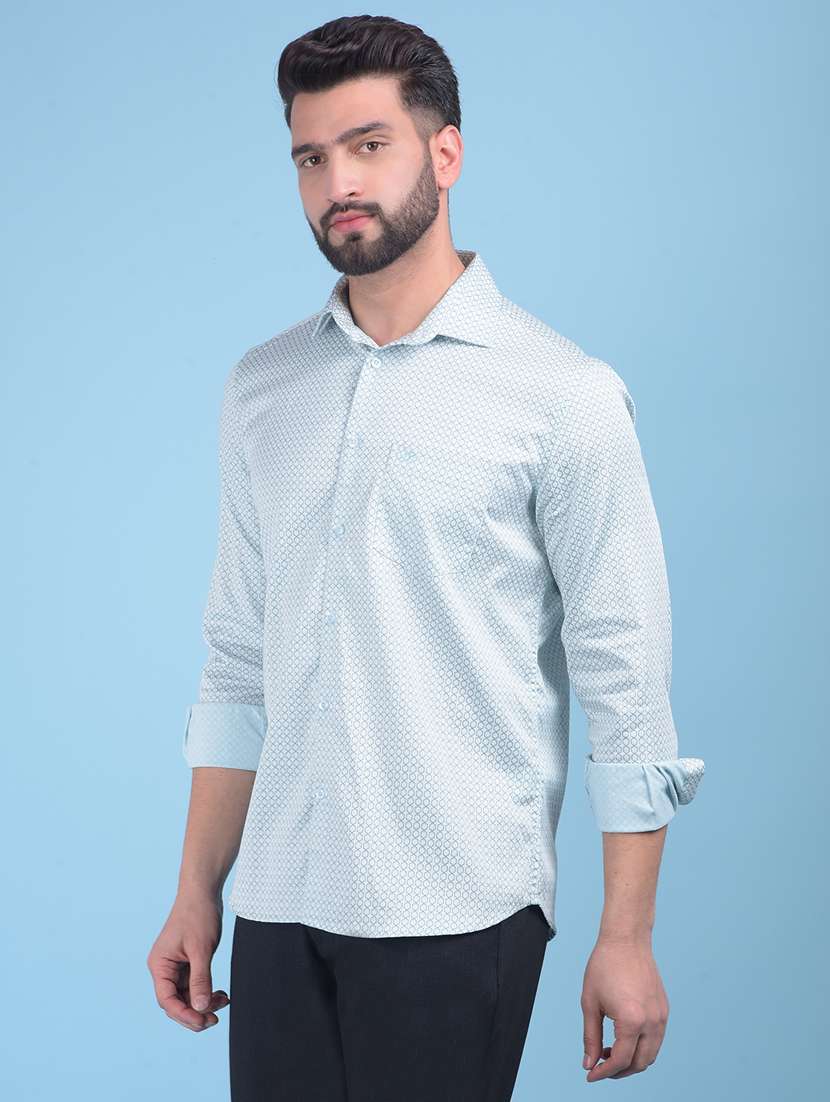 green cotton blend casual shirt