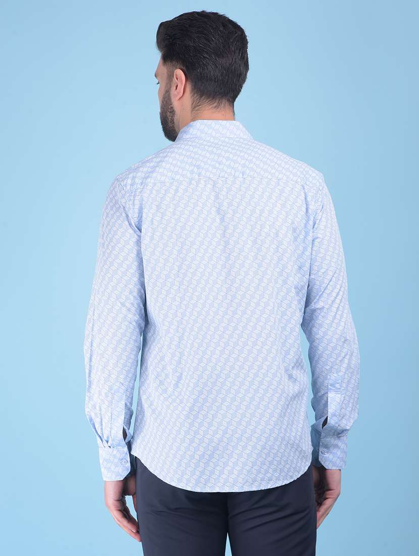 Blue Cotton Casual Shirt - 21021095 -  Standard Image - 3