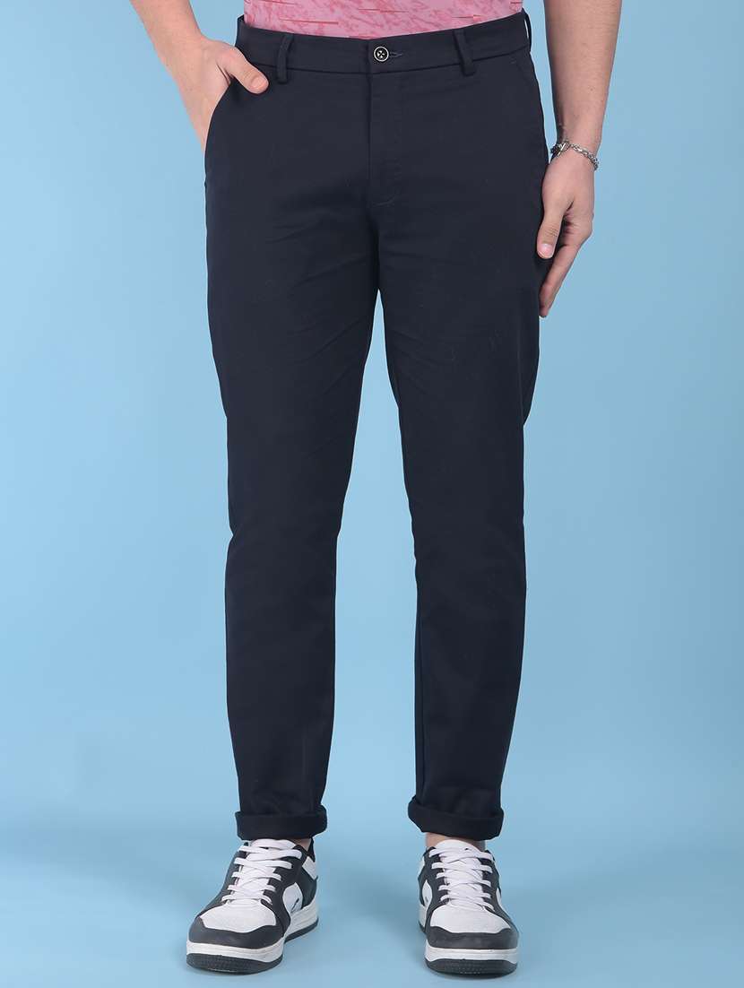 blue cotton chinos casual trousers
