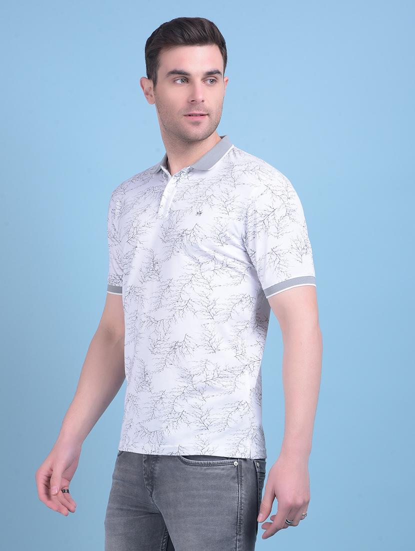 white polyester all over print tshirt - 21021167 - Zoom Image - 0