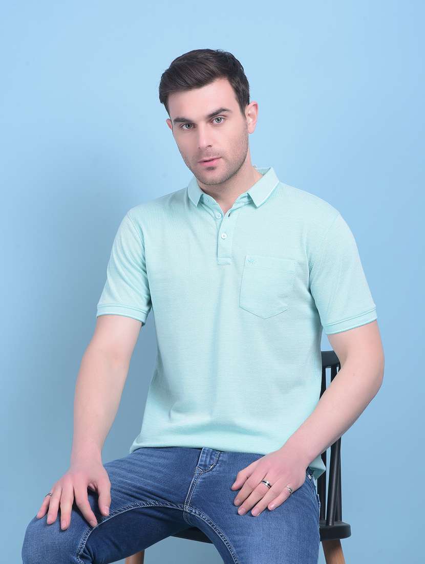 green cotton blend all over print tshirt