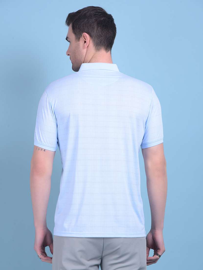 blue cotton blend plain tshirt - 21021172 -  Standard Image - 3