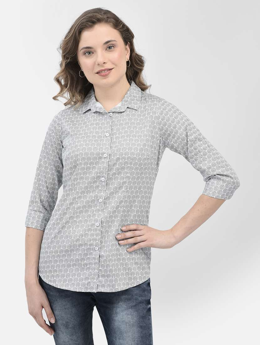 women grey self-designed regular shirt