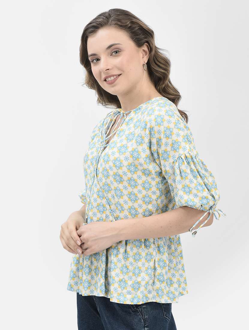women white printed regular top - 21021302 - Standard Image - 3