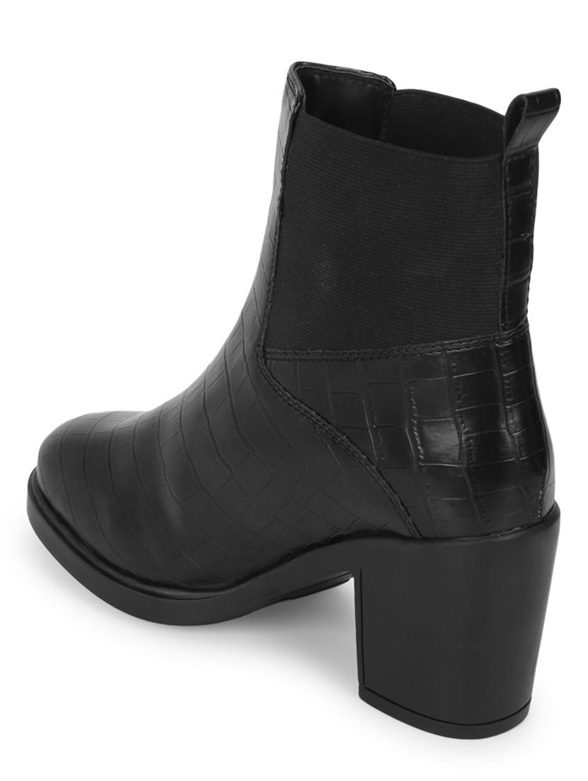women black solid ankle boots - 21021304 - Standard Image - 3