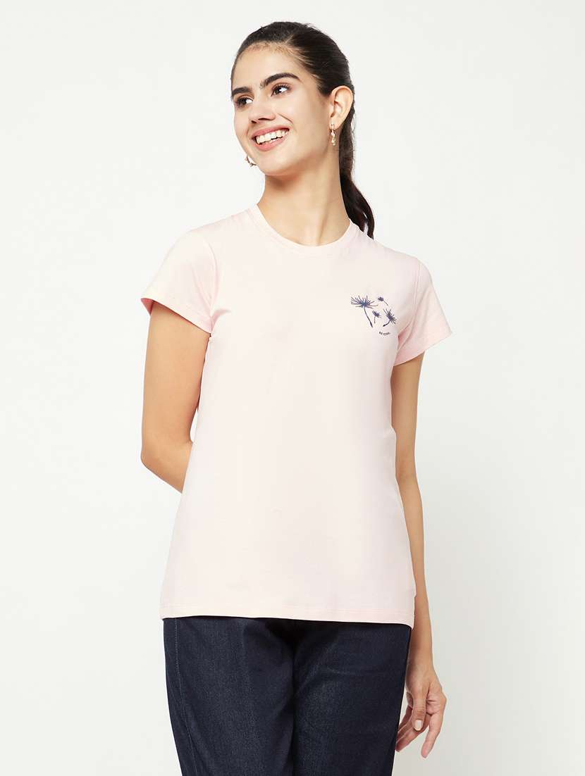 pink cotton regular tshirt