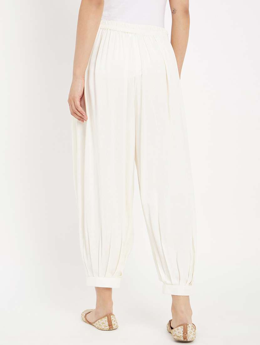 off white rayon regular salwars - 21021918 -  Standard Image - 3