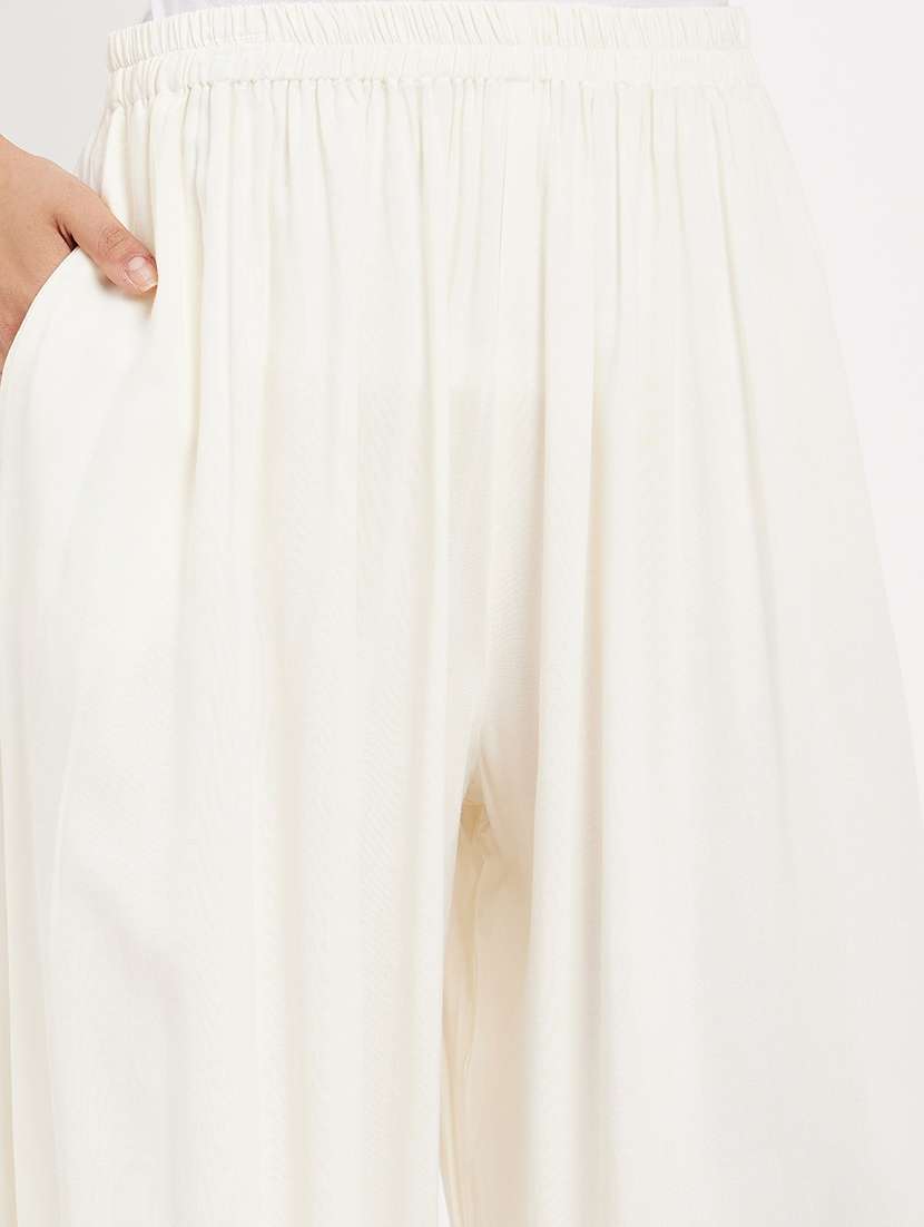 off white rayon regular salwars - 21021918 -  Standard Image - 5