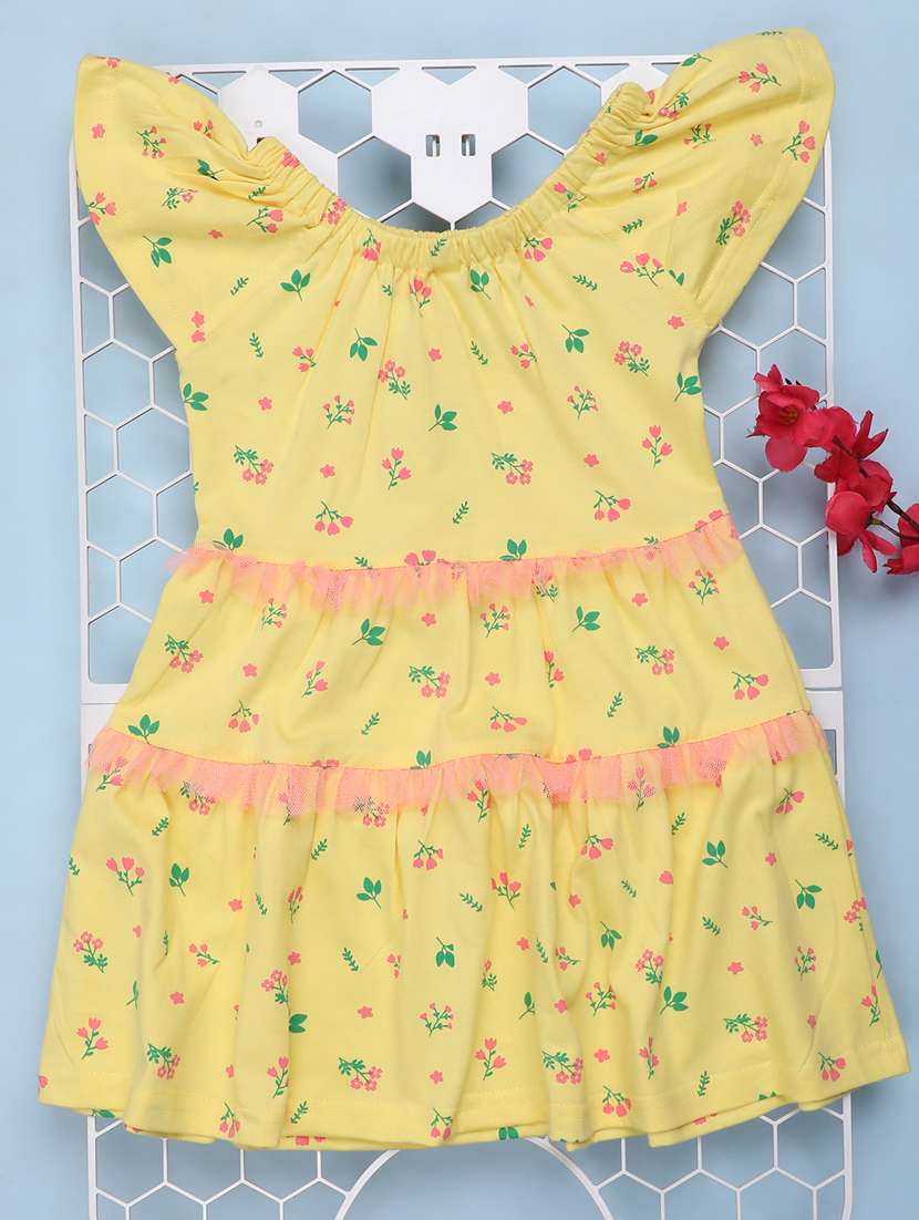 girls round neck printed frock