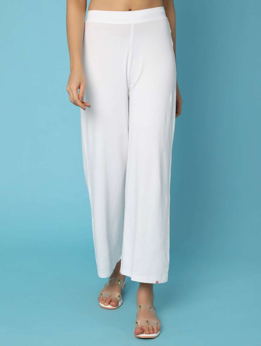 women solid mid rise palazzo