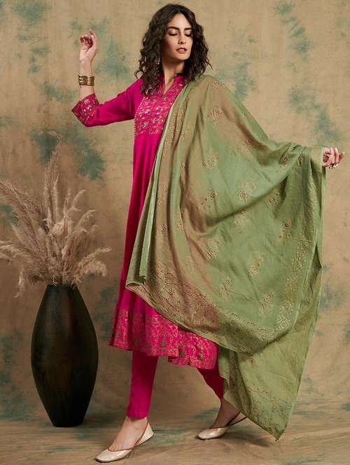 women pink kurta pant set with dupatta - 21022556 -  Standard Image - 0