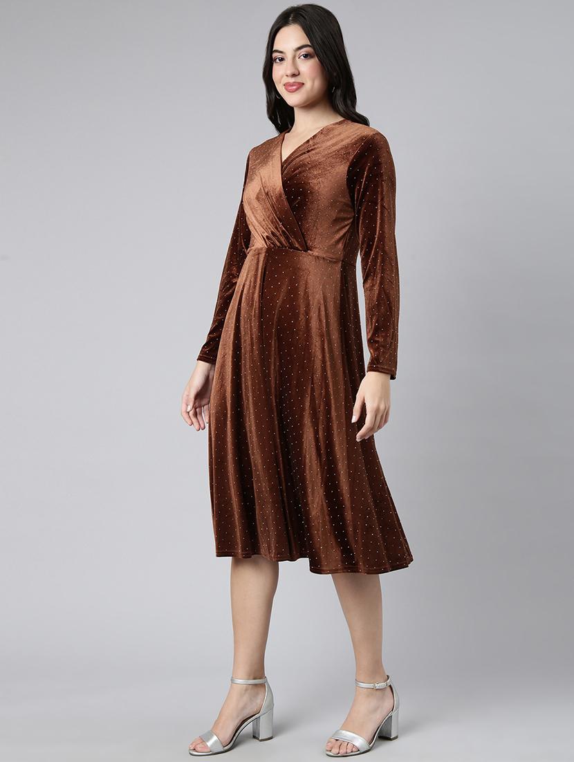 women v neck a-line dress - 21023294 - Standard Image - 3