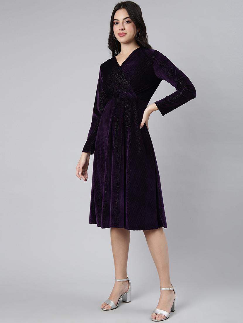 women v neck fit & flare dress - 21023297 - Standard Image - 3