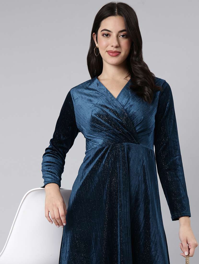 women v neck fit & flare dress - 21023298 - Standard Image - 5