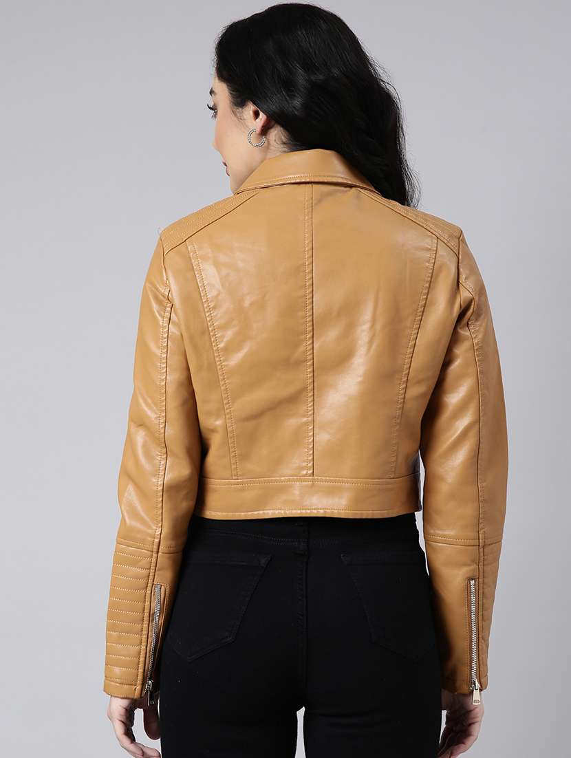 women long sleeved solid biker jacket - 21023309 -  Standard Image - 3