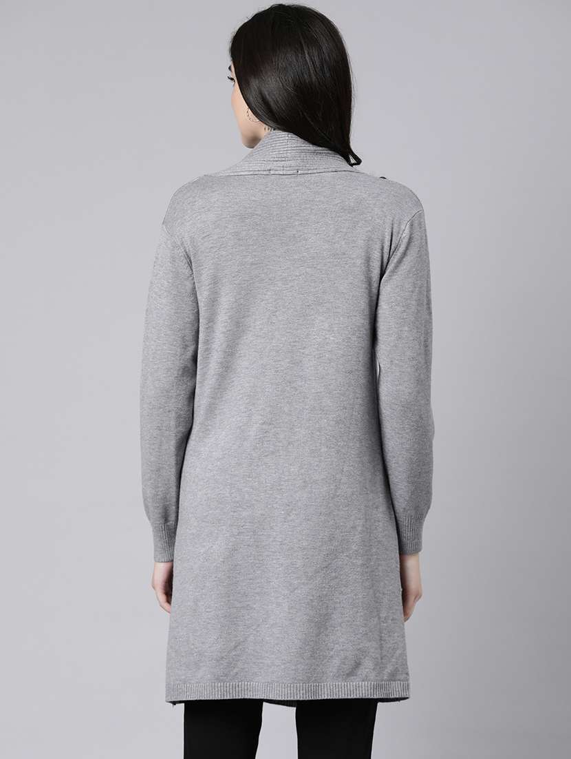 women long sleeved solid regular shrug - 21023314 -  Standard Image - 3