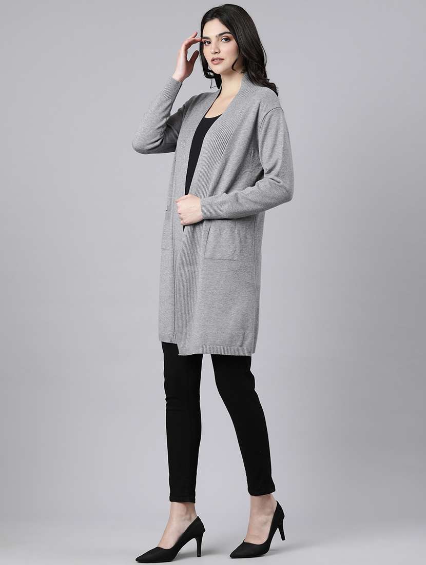 women long sleeved solid regular shrug - 21023314 -  Standard Image - 5