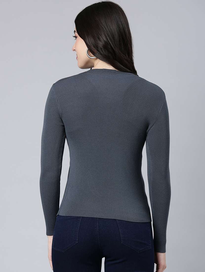 women long sleeved solid regular pullover - 21023333 -  Standard Image - 3