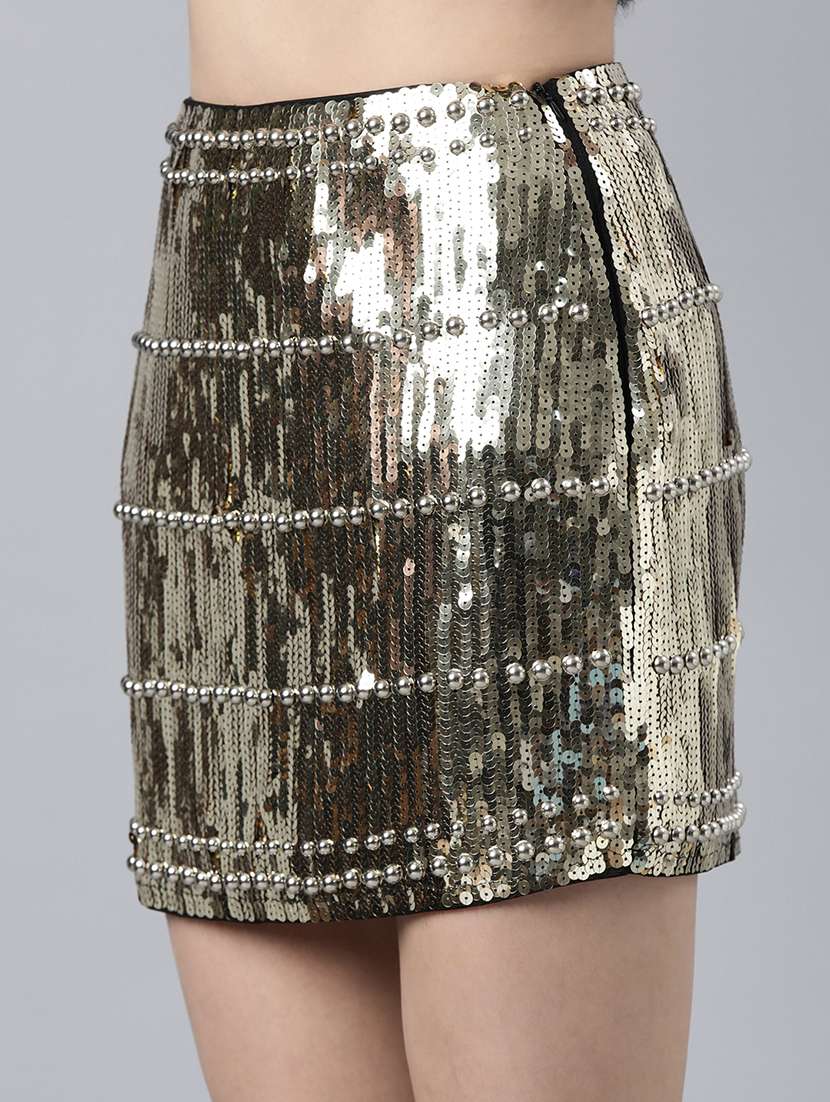 gold sequined tulle skirt - 21023359 -  Standard Image - 5