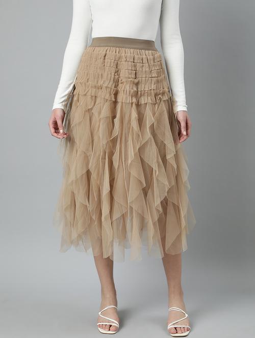 women mid-rise solid flared skirt - 21023396 - Standard Image - 0