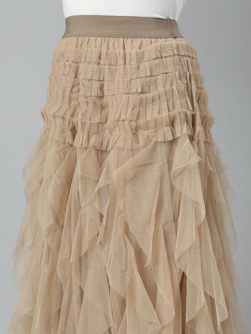women mid-rise solid flared skirt - 21023396 - Standard Image - 5