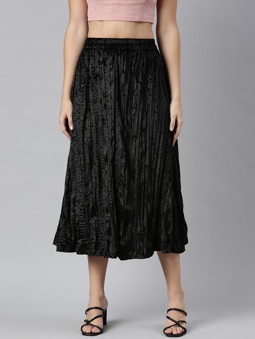 women mid-rise solid flared skirt - 21023398 - Standard Image - 0